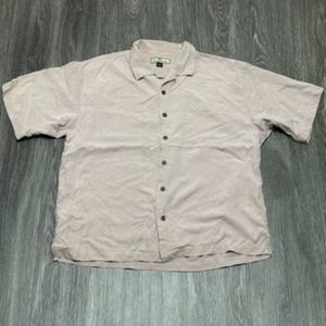 Tommy Bahama Silk Button Up‎ Shirt Mens Extra Large Pink Shy Hawaiian Summer